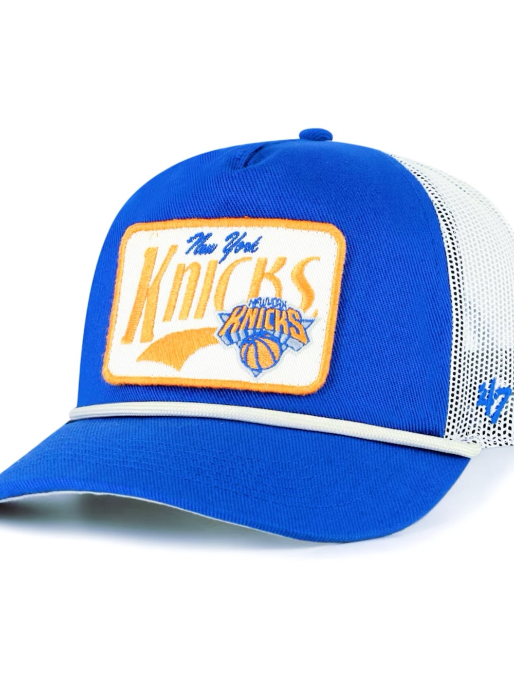 Men's New York Knicks '47 Blue Emmett Heavy Twill Trucker Hitch Adjustable Hat.